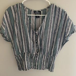 Striped Button Crop Top